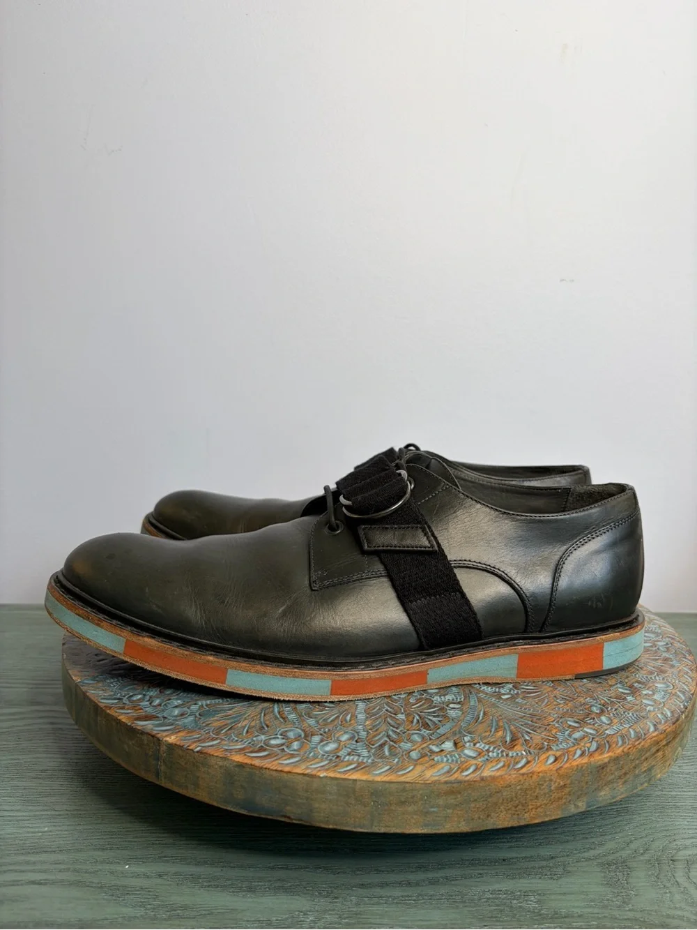 Italian Viktor & Rolf Men’s Black Leather Lace Up Oxford Shoes Size 45